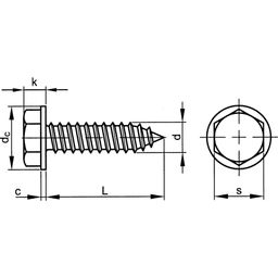 Self Tapping Screw, Metric - BZP (Bright Zinc Plated) - Hexagon Washer Faced Head - DIN 6928 C thumbnail-1