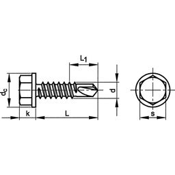 Self Drilling Screw, Metric - BZP (Bright Zinc Plated) - Hexagon Washer Head - DIN 7504 K thumbnail-1