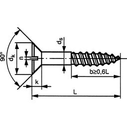 Woodscrew, Self Tapping - A2 Stainless - Slotted - Countersunk Flat Head - DIN 97 thumbnail-2