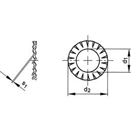 Serrated Lock Washer - Metric - Spring Steel HV10 - BZP - External Teeth -  DIN 6798A thumbnail-0