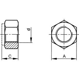 Hexagon Nut, UNF - Steel - BZP - SAE Grade 5 - Self Locking Nut with Nylon Insert - DIN 985 thumbnail-1