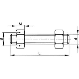 Screwed Studding - Metric - Steel - Grade B7/2H - Stud Bolt With 2 Hex Nuts - BS 4882 thumbnail-1