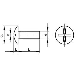 Machine Screw, Metric - Steel -  BZP (Bright Zinc Plated) - Grade 4.8 - Double Slotted Mushroom Head with Nut - NF E25 - 129 thumbnail-1