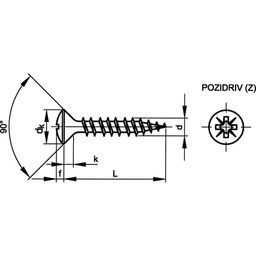 Woodscrew, ST (Self Tapping) -A2 Stainless Steel - Pozi Raised Countersunk Chipboard Screw thumbnail-1