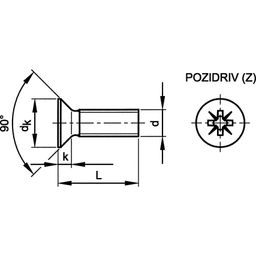 Machine Screw, Metric - Steel - Grade P65 - Cross Recessed Countersunk Head Screw - DIN965 - H thumbnail-1