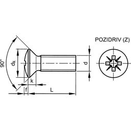 Machine Screw, Metric - A2 Stainless - Pozi Raised Countersunk Head Screw - DIN 966 - Z  thumbnail-1