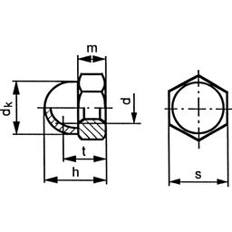 Hexagon Domed Cap Nut - High Type With Welded Cap - Metric - Steel - Cr (Crome Plated) - Grade 6 - DIN 1587 thumbnail-1