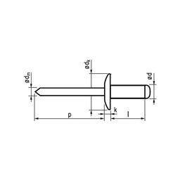 Rivets, Metric - Aluminium BZP (Bright Zinc Plated) - OMNI Large Dome Blind Rivet thumbnail-1