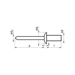 Rivets, Metric - BZP (Bright Zinc Plated) - Sigma Sealed Dome Blind Rivet thumbnail-1