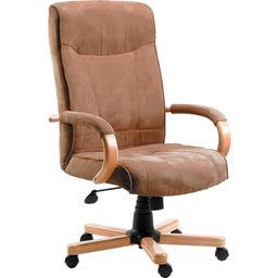 Executive High Backed Leather Chair Wooden Arms
 thumbnail-0