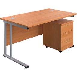 Rectangular Desk with 3 Drawer Pedestal, 1200mm x 800mm thumbnail-0