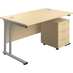 Rectangular Desk with 3 Drawer Pedestal, 1200mm x 800mm thumbnail-3