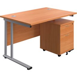 Cantilever Standard Desk & 2 Drawer Pedestal thumbnail-2