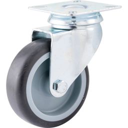 Light Duty Pressed Steel Castors, Rubber Non-Marking Tyred Wheel, Nylon Centre, Plain Bearing thumbnail-3