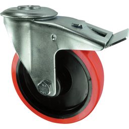 Pressed Steel Castors, Medium Duty, Polyurethane Tyred Wheel, Nylon Centre thumbnail-1