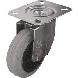 Stainless Steel Castors - Rubber Tyred Wheel with Polypropylene Centre - Plain Bore - Roller Bearing thumbnail-2