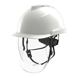 V-GARD 950 Safety Helmet with FAS-TRAC III Strap and Integrated Visor, White thumbnail-0