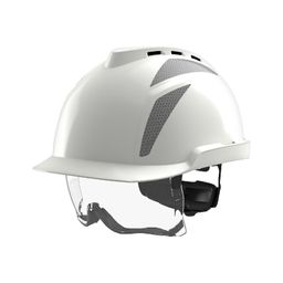 V-GARD 930 Safety Helmet with FAS-TRAC III Straps and Integrated Eye Protection, White thumbnail-1