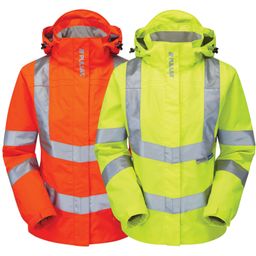 Ladies Hi-Vis Mesh Lined Breathable Storm Coat thumbnail-0