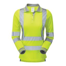 Hi-Vis Long Sleeve Polo Shirts, Yellow thumbnail-0