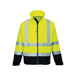 Hi-Vis Yellow/Navy Contrast Soft Shell Jackets thumbnail-0