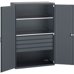 Cupboard With Perfo Doors, 2 Shelves And 4 Drawers
 thumbnail-1